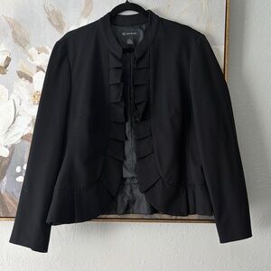 Black Women's Ruffle-Front Jacket